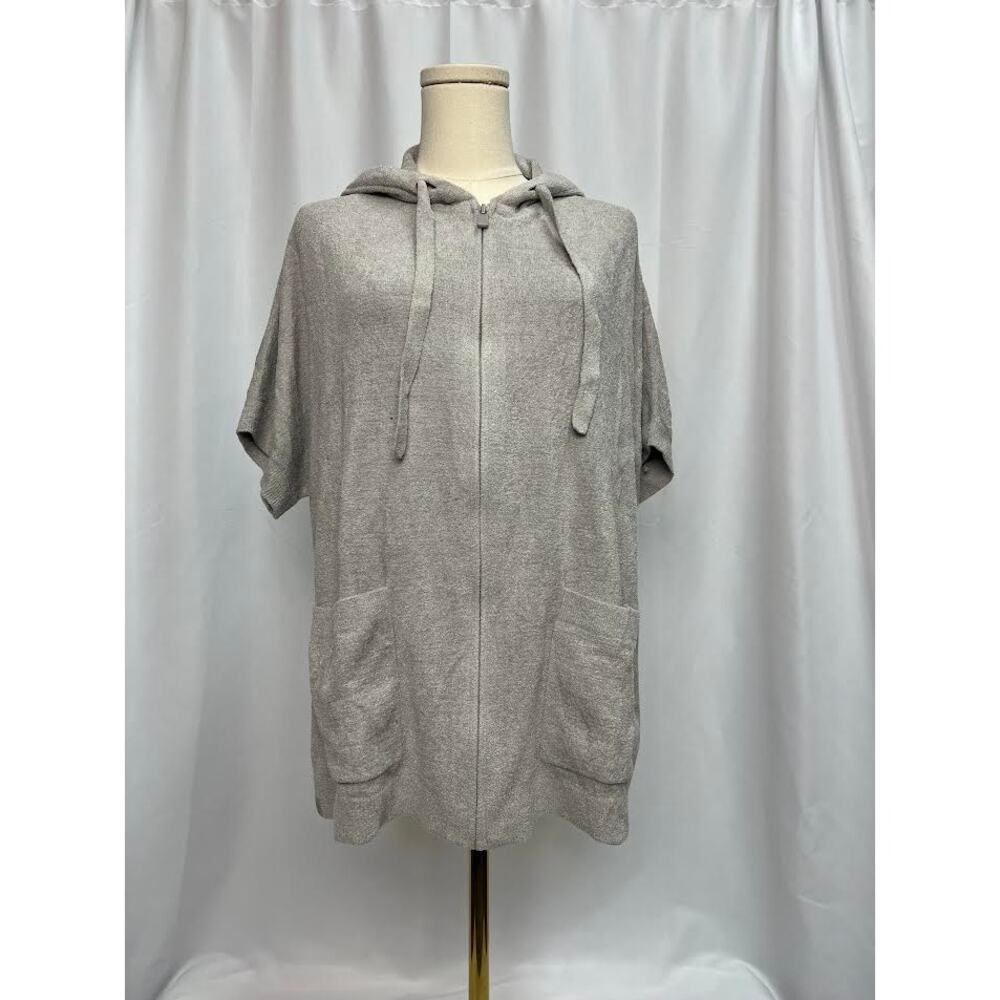 NWT!‎ Barefoot Dreams CozyChic Ultra Lite Short Sleeve Zip Up Hoodie X-SMALL